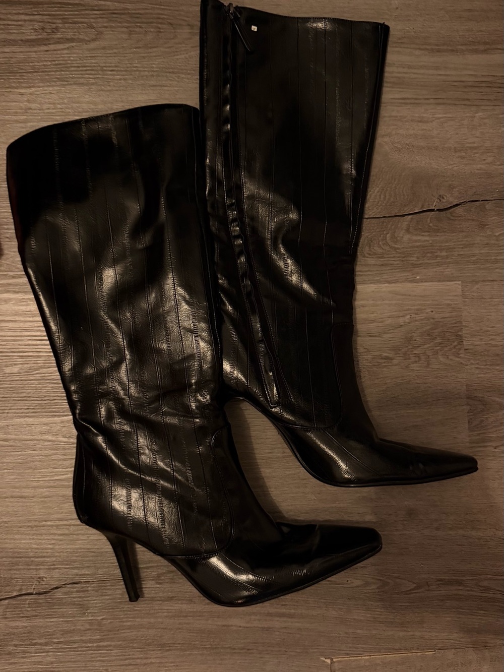 ZARA BLACK High Heel Pointed Toe Knee-High Boots